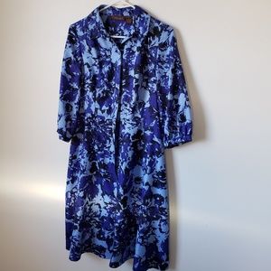 Blue Floral Button Down Dress
